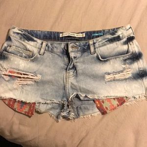 Zara distressed denim shorts